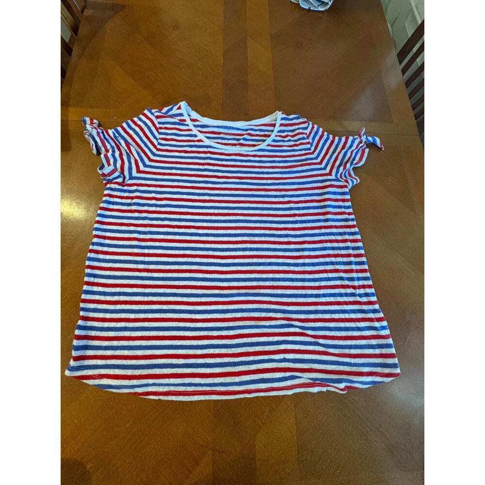 Talbots Striped Linen Blend T-Shirt 2x 1-107